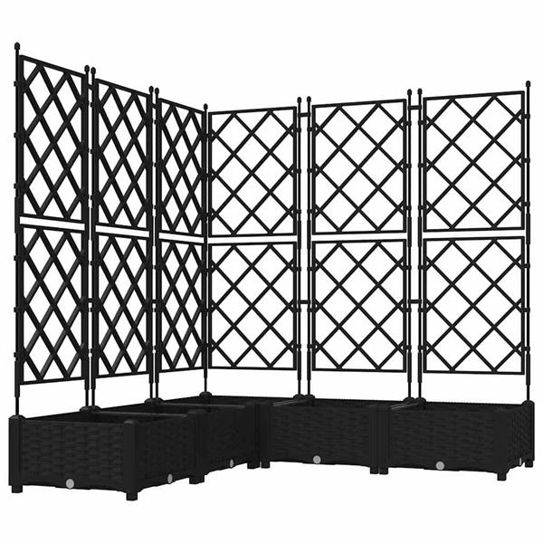 Grote foto vidaxl tuindruppel met trellis 5 pcs zwart 120 x 120 x 125 5 cm pp tuin en terras overige tuin en terras