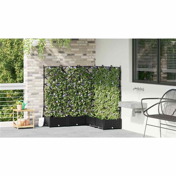 Grote foto vidaxl tuindruppel met trellis 5 pcs zwart 120 x 120 x 125 5 cm pp tuin en terras overige tuin en terras