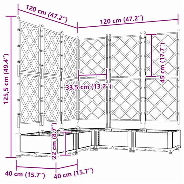 Grote foto vidaxl tuindruppel met trellis 5 pcs zwart 120 x 120 x 125 5 cm pp tuin en terras overige tuin en terras
