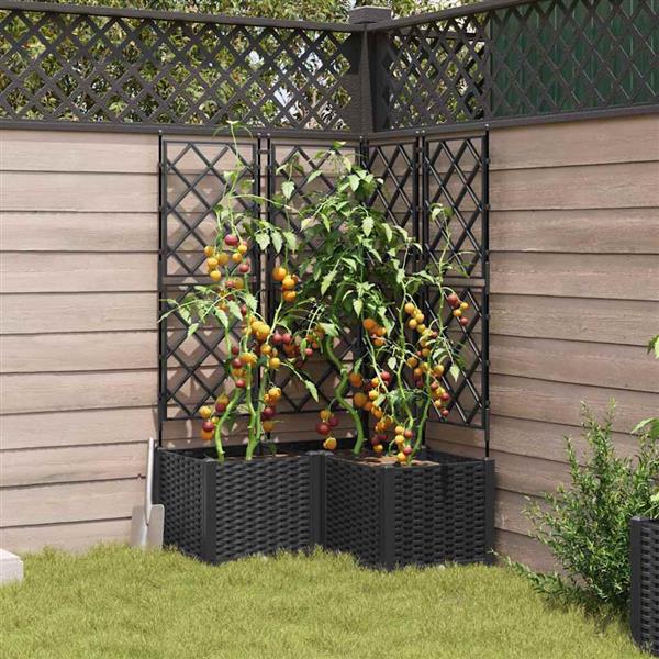 Grote foto vidaxl tuindruppel met trellis 3 pcs zwart 80 x 80 x 143 cm pp tuin en terras overige tuin en terras