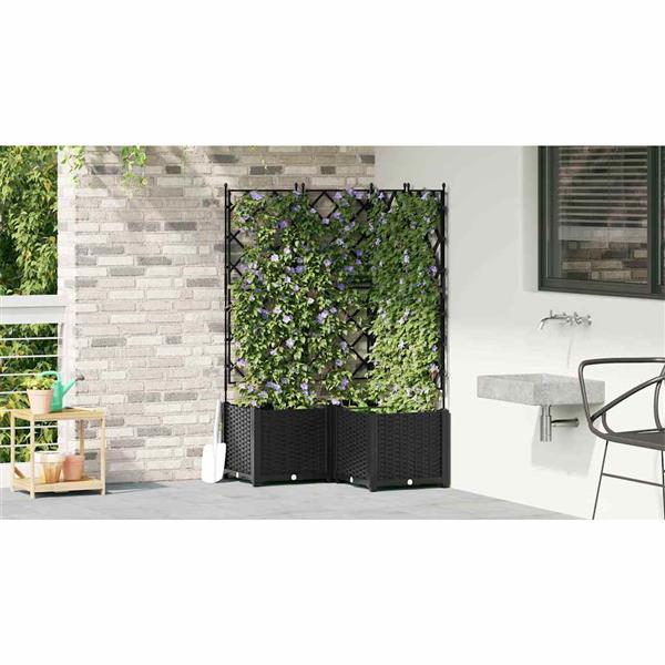 Grote foto vidaxl tuindruppel met trellis 3 pcs zwart 80 x 80 x 143 cm pp tuin en terras overige tuin en terras