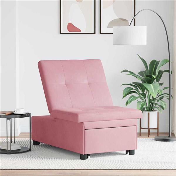 Grote foto vidaxl slaapbank roze 67 x 194 x 38 cm fluweel huis en inrichting bankstellen