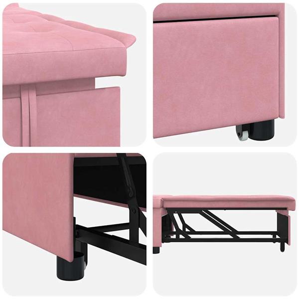 Grote foto vidaxl slaapbank roze 67 x 194 x 38 cm fluweel huis en inrichting bankstellen