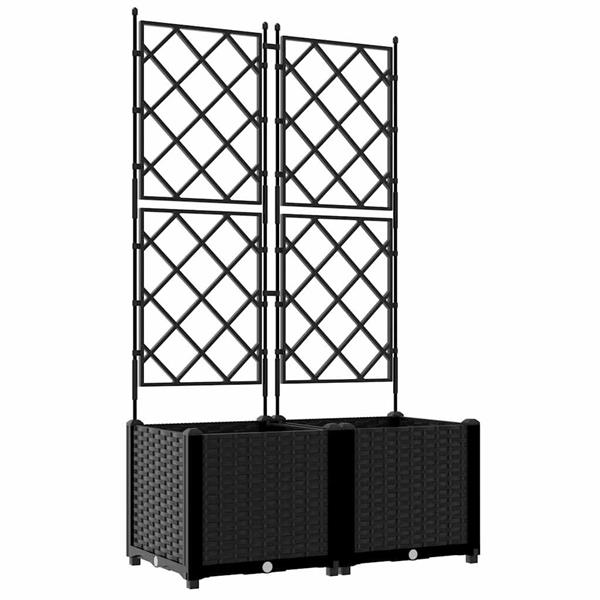 Grote foto vidaxl tuindruppel met trellis 2 pcs zwart 80 x 40 x 143 cm pp tuin en terras overige tuin en terras