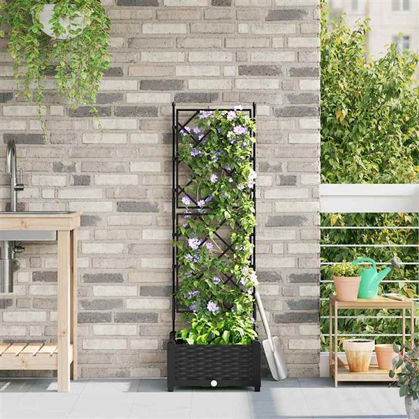 Grote foto vidaxl tuindruppel met trellis zwart 40 x 40 x 125 5 cm pp tuin en terras overige tuin en terras