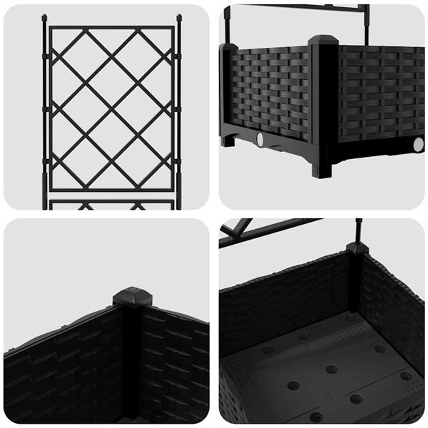Grote foto vidaxl tuindruppel met trellis zwart 40 x 40 x 125 5 cm pp tuin en terras overige tuin en terras