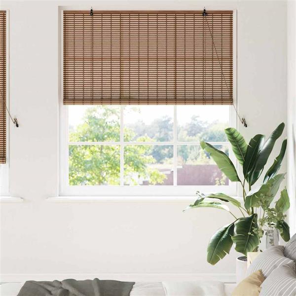 Grote foto vidaxl raamblind geometrisch bruin 150 x 220 cm bamboe huis en inrichting gordijnen en lamellen