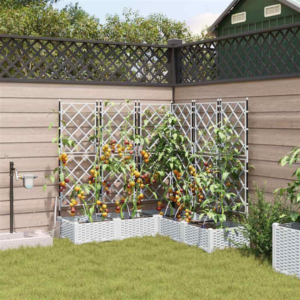 Grote foto vidaxl tuinplantbakken wit 120 x 120 x 126 cm staal tuin en terras overige tuin en terras