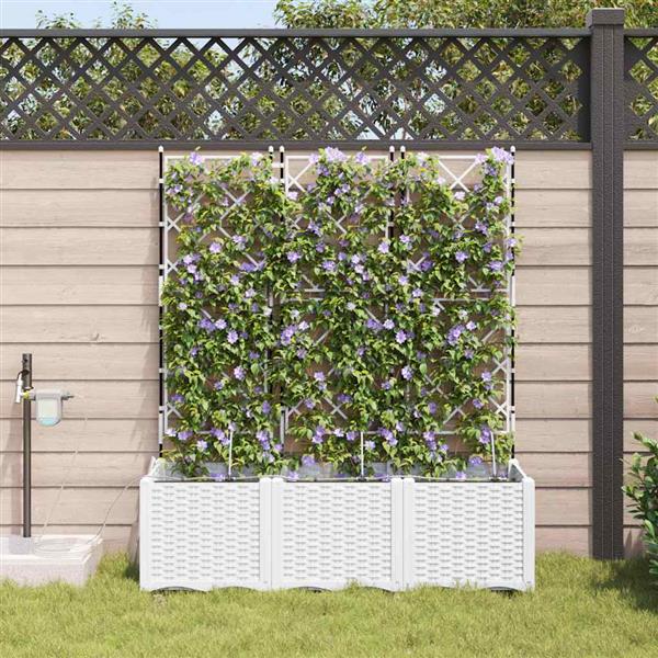 Grote foto vidaxl tuinplantbakken wit 120 x 40 x 142 cm staal tuin en terras overige tuin en terras