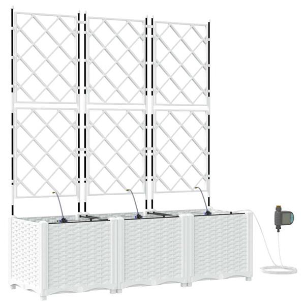Grote foto vidaxl tuinplantbakken wit 120 x 40 x 142 cm staal tuin en terras overige tuin en terras