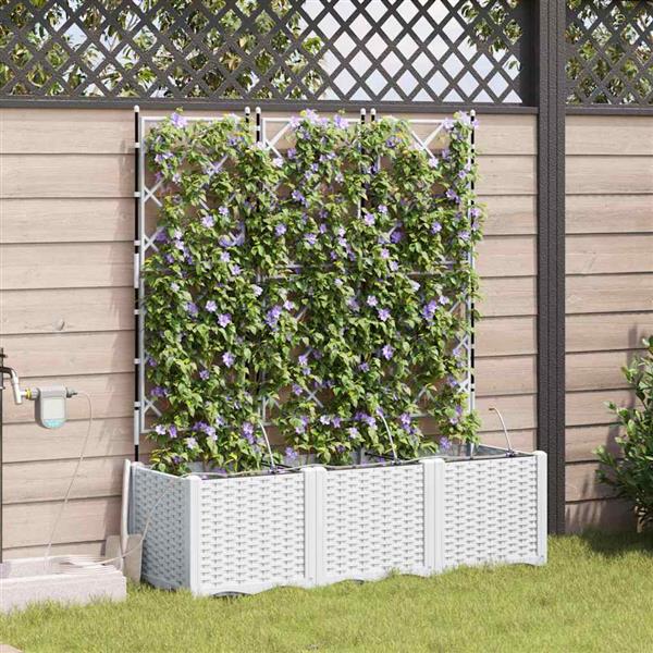 Grote foto vidaxl tuinplantbakken wit 120 x 40 x 142 cm staal tuin en terras overige tuin en terras