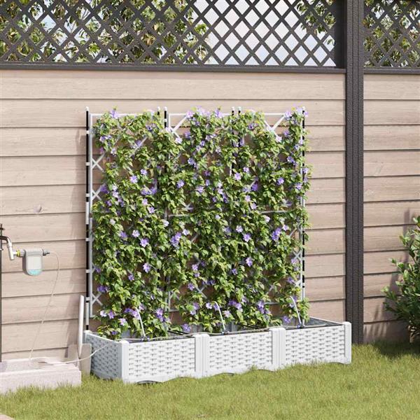 Grote foto vidaxl tuinplantbakken wit 120 x 40 x 126 cm staal tuin en terras overige tuin en terras