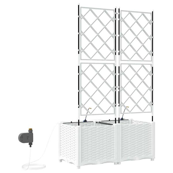 Grote foto vidaxl tuinplantbakken wit 80 x 40 x 142 cm staal tuin en terras overige tuin en terras