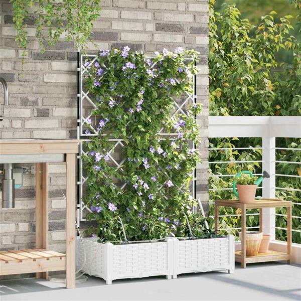 Grote foto vidaxl tuinplantbakken wit 80 x 40 x 126 cm staal tuin en terras overige tuin en terras