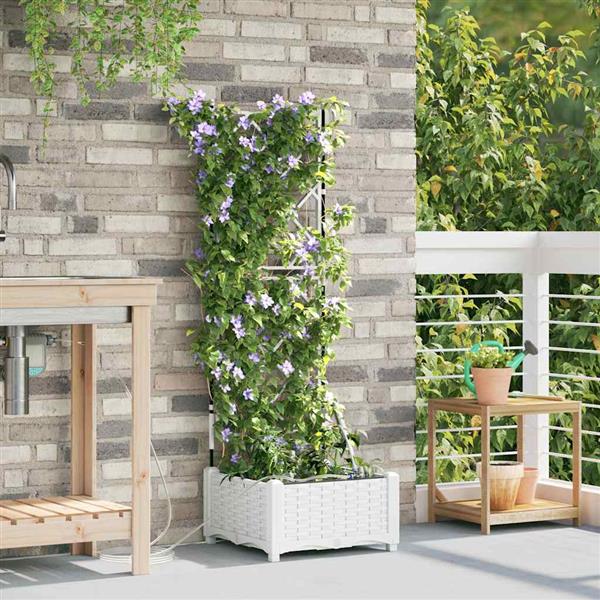 Grote foto vidaxl tuinplantbakken wit 40 x 40 x 126 cm staal tuin en terras overige tuin en terras