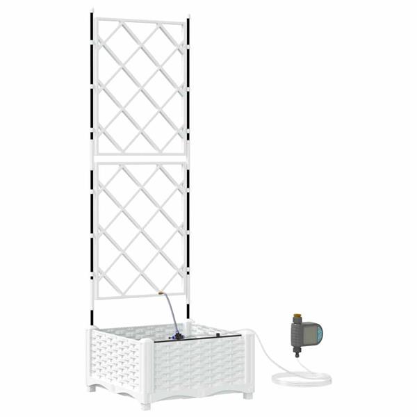 Grote foto vidaxl tuinplantbakken wit 40 x 40 x 126 cm staal tuin en terras overige tuin en terras