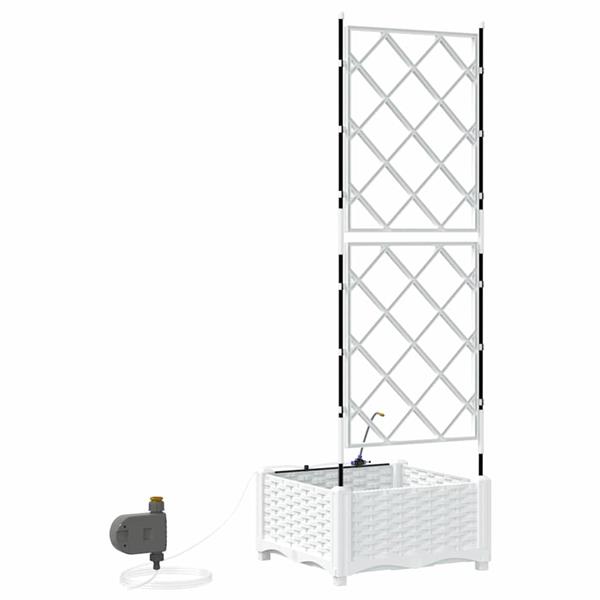 Grote foto vidaxl tuinplantbakken wit 40 x 40 x 126 cm staal tuin en terras overige tuin en terras