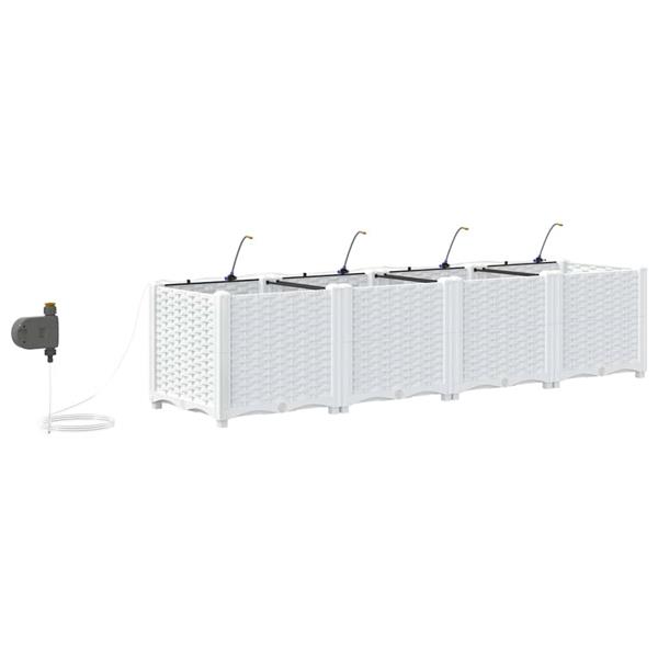 Grote foto vidaxl tuinplantbakken wit 160 x 40 x 37.5 cm staal tuin en terras overige tuin en terras