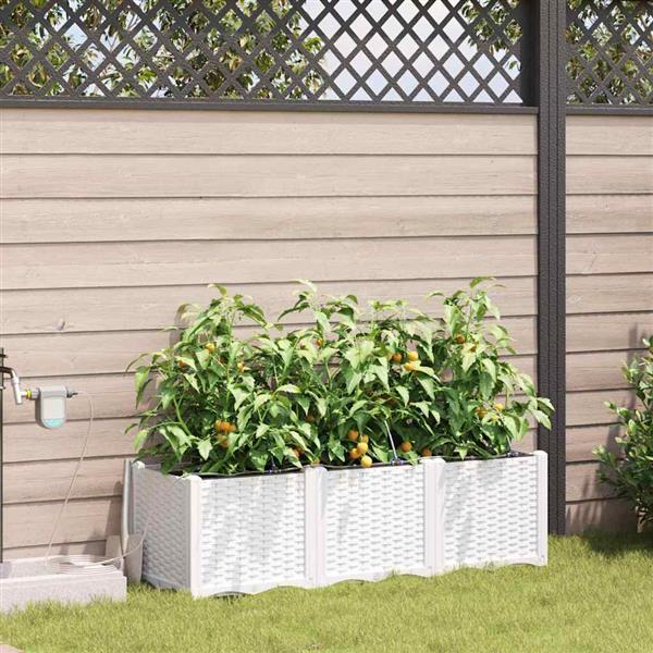 Grote foto vidaxl tuinplantbakken wit 120 x 40 x 37.5 cm staal tuin en terras overige tuin en terras