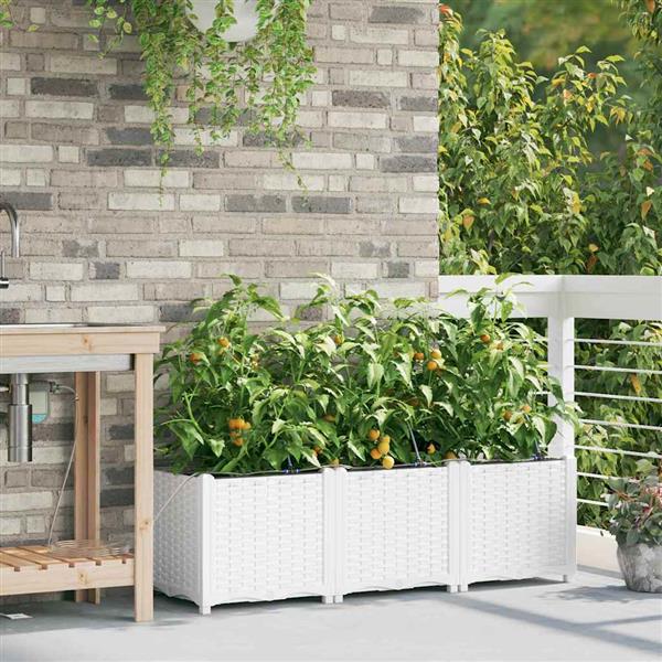 Grote foto vidaxl tuinplantbakken wit 120 x 40 x 37.5 cm staal tuin en terras overige tuin en terras