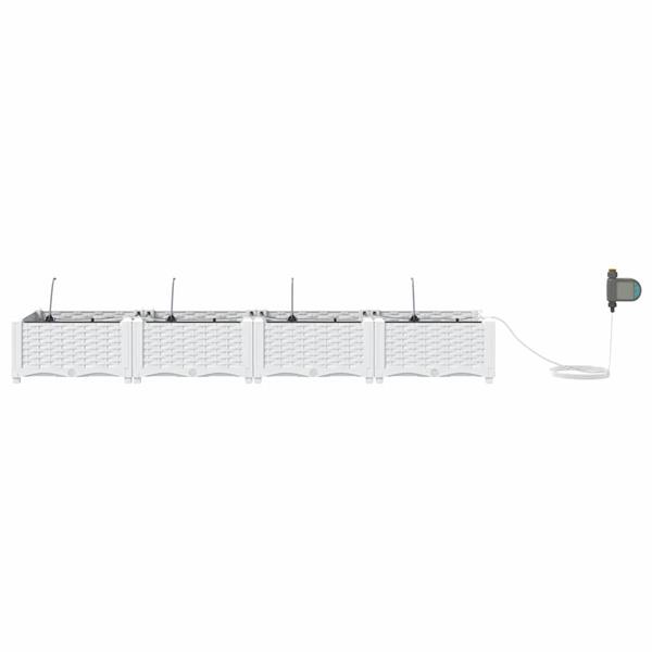 Grote foto vidaxl tuinplantbakken wit 160 x 40 x 22 cm staal tuin en terras overige tuin en terras