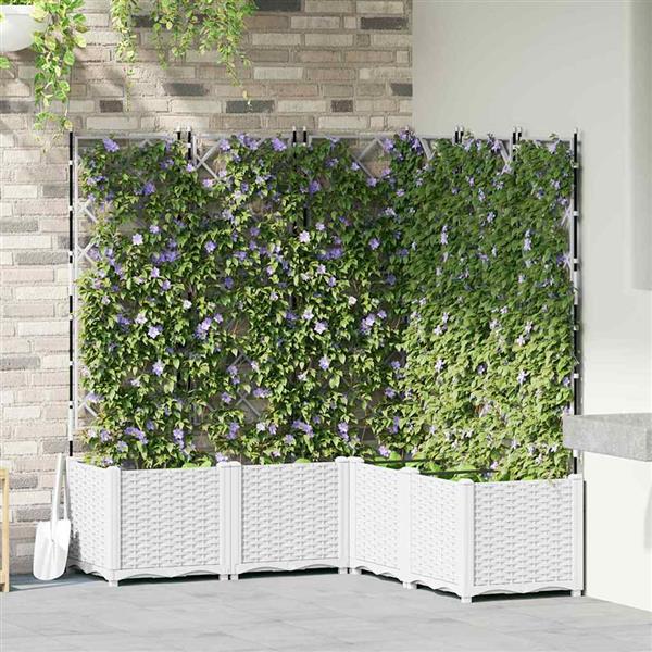 Grote foto vidaxl tuindruppel met trellis 5 pcs wit 120 x 120 x 143 cm pp tuin en terras overige tuin en terras