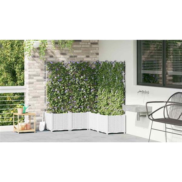 Grote foto vidaxl tuindruppel met trellis 5 pcs wit 120 x 120 x 143 cm pp tuin en terras overige tuin en terras