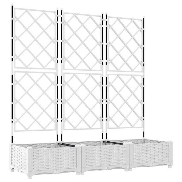 Grote foto vidaxl tuindruppel met trellis 3 pcs wit 120 x 40 x 125 5 cm pp tuin en terras overige tuin en terras