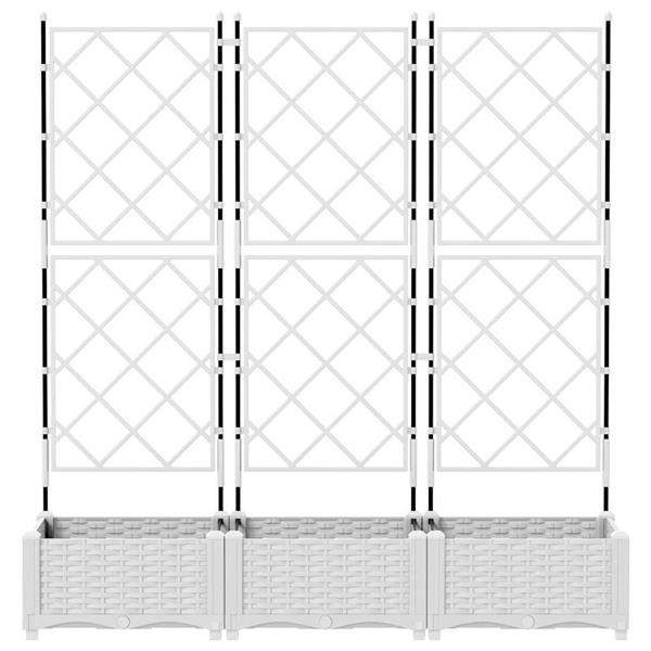 Grote foto vidaxl tuindruppel met trellis 3 pcs wit 120 x 40 x 125 5 cm pp tuin en terras overige tuin en terras