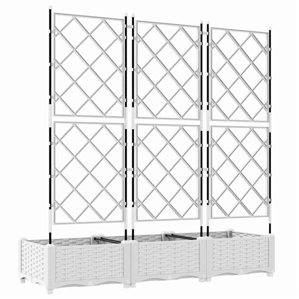 Grote foto vidaxl tuindruppel met trellis 3 pcs wit 120 x 40 x 125 5 cm pp tuin en terras overige tuin en terras