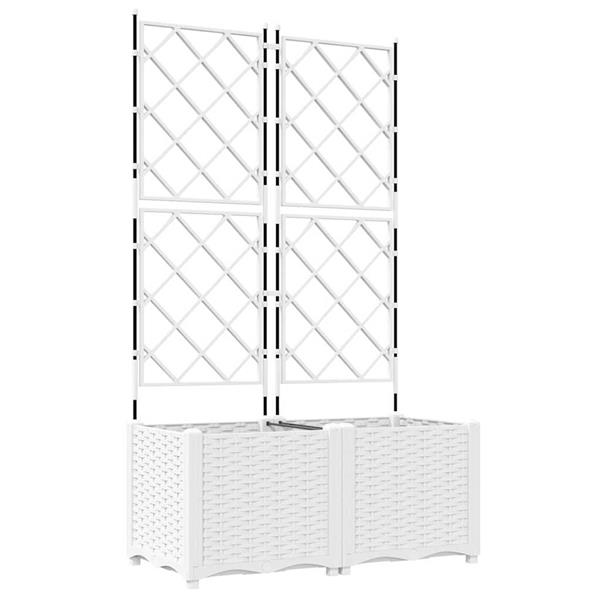 Grote foto vidaxl tuindruppel met trellis 2 pcs wit 80 x 40 x 143 cm pp tuin en terras overige tuin en terras