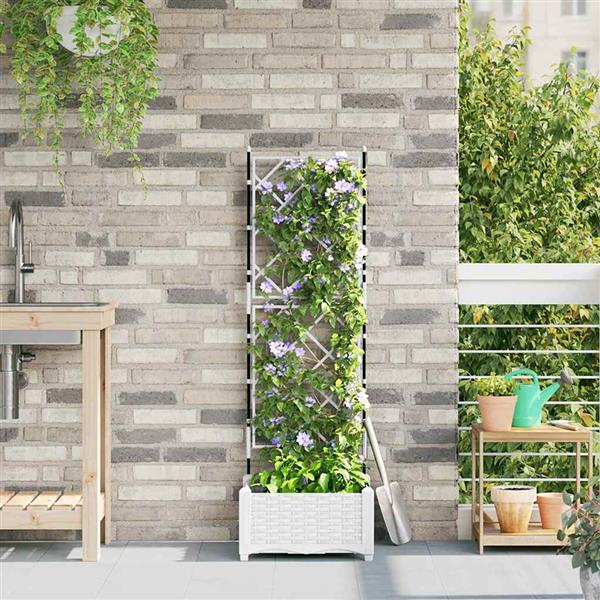 Grote foto vidaxl tuindruppel met trellis wit 40 x 40 x 125 5 cm pp tuin en terras overige tuin en terras