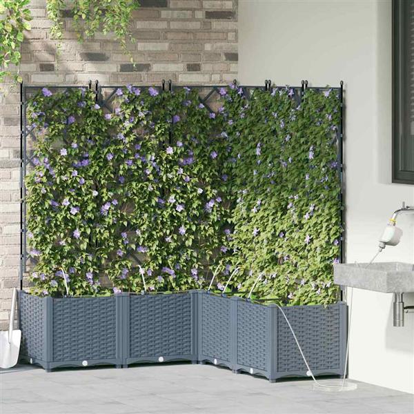 Grote foto vidaxl tuinplantbakken lichtgrijs 120 x 120 x 142 cm staal tuin en terras overige tuin en terras