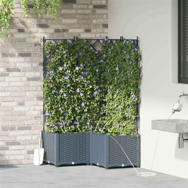 Grote foto vidaxl tuinplantbakken lichtgrijs 80 x 80 x 142 cm staal tuin en terras overige tuin en terras