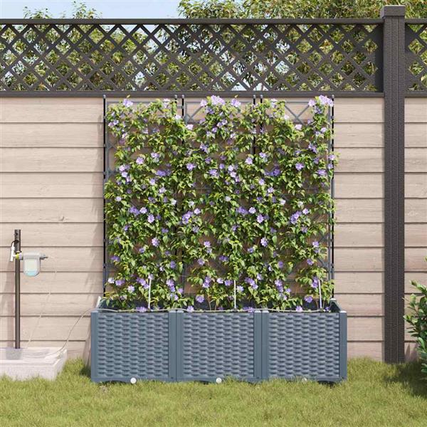 Grote foto vidaxl tuinplantbakken lichtgrijs 120 x 40 x 142 cm staal tuin en terras overige tuin en terras