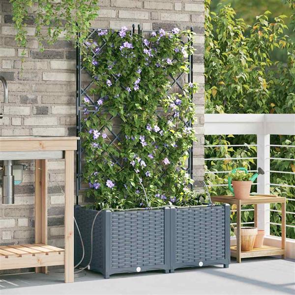 Grote foto vidaxl tuinplantbakken lichtgrijs 80 x 40 x 142 cm staal tuin en terras overige tuin en terras
