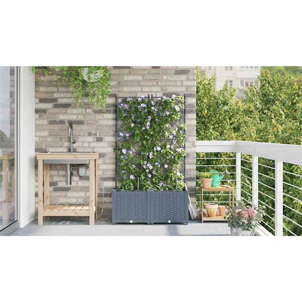 Grote foto vidaxl tuinplantbakken lichtgrijs 80 x 40 x 142 cm staal tuin en terras overige tuin en terras