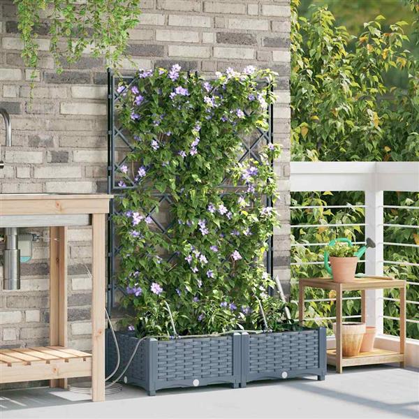 Grote foto vidaxl tuinplantbakken lichtgrijs 80 x 40 x 126 cm staal tuin en terras overige tuin en terras