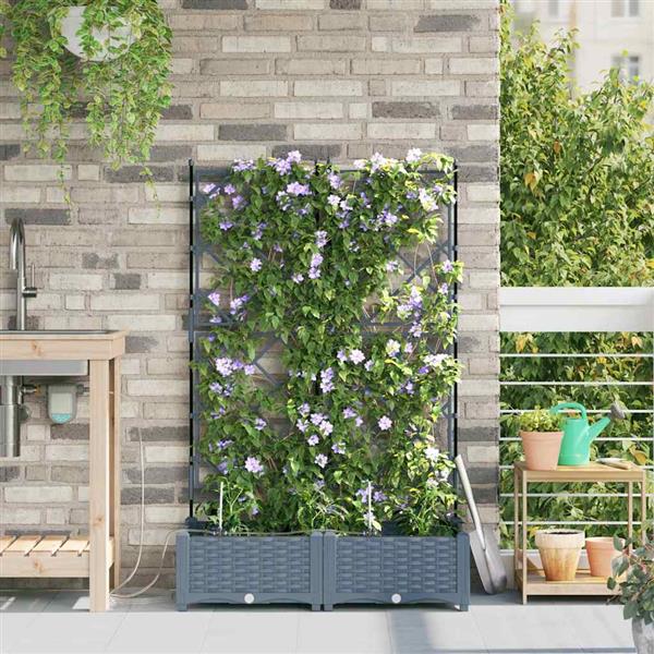 Grote foto vidaxl tuinplantbakken lichtgrijs 80 x 40 x 126 cm staal tuin en terras overige tuin en terras