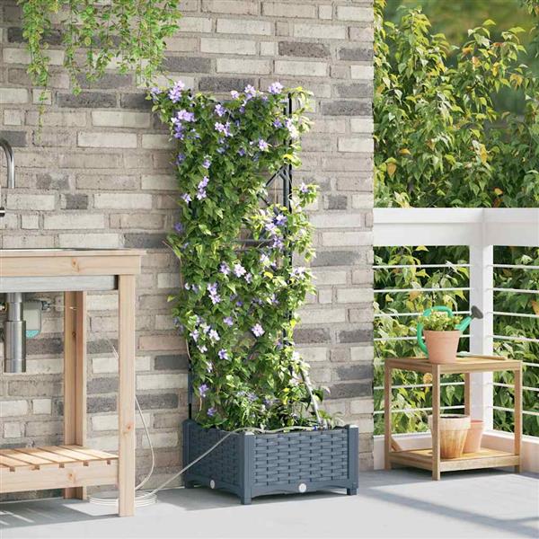 Grote foto vidaxl tuinplantbakken lichtgrijs 40 x 40 x 126 cm staal tuin en terras overige tuin en terras