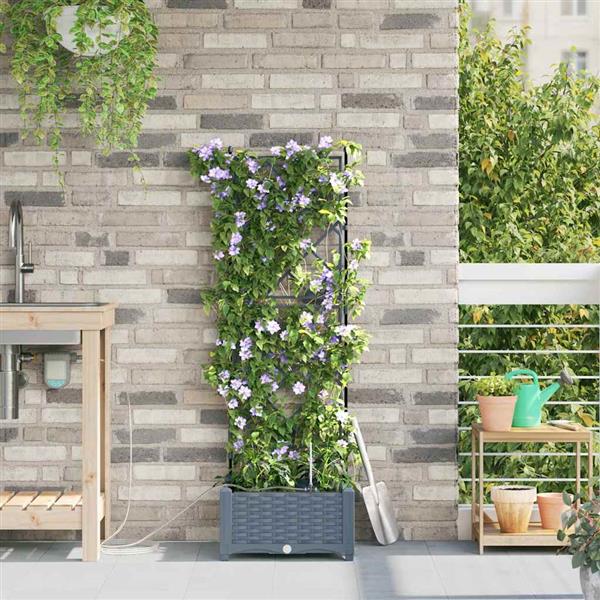 Grote foto vidaxl tuinplantbakken lichtgrijs 40 x 40 x 126 cm staal tuin en terras overige tuin en terras