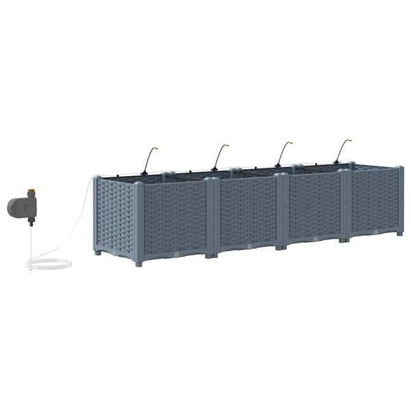 Grote foto vidaxl tuinplantbakken lichtgrijs 160 x 40 x 37.5 cm staal tuin en terras overige tuin en terras