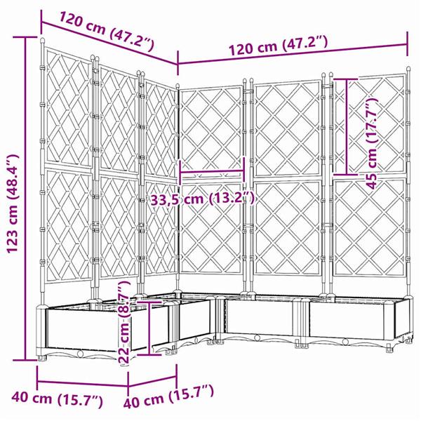 Grote foto vidaxl tuindruppel met trellis 5 pcs lichtgrijs 120 x 120 x 125 5 cm tuin en terras overige tuin en terras