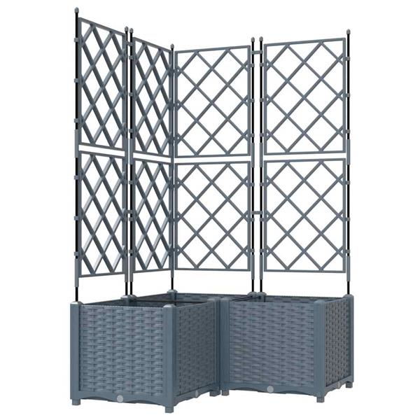 Grote foto vidaxl tuindruppel met trellis 3 pcs lichtgrijs 80 x 80 x 143 cm pp tuin en terras overige tuin en terras