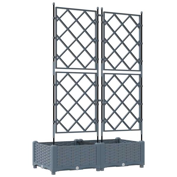 Grote foto vidaxl tuindruppel met trellis 2 pcs lichtgrijs 80 x 40 x 125 5 cm pp tuin en terras overige tuin en terras