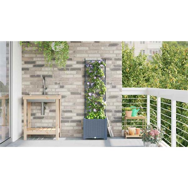 Grote foto vidaxl tuindruppel met trellis lichtgrijs 40 x 40 x 143 cm pp tuin en terras overige tuin en terras