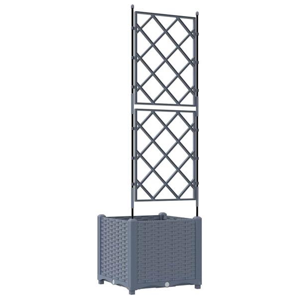 Grote foto vidaxl tuindruppel met trellis lichtgrijs 40 x 40 x 143 cm pp tuin en terras overige tuin en terras