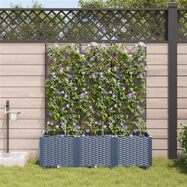 Grote foto vidaxl tuinplantbakken grijs 120 x 40 x 142 cm staal tuin en terras overige tuin en terras