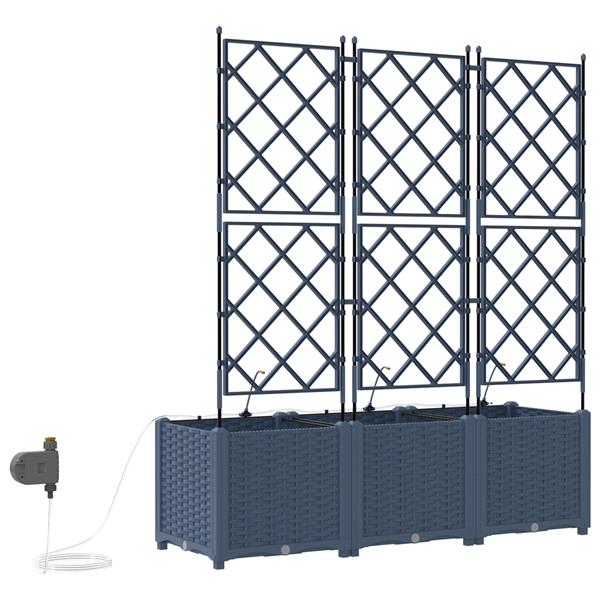 Grote foto vidaxl tuinplantbakken grijs 120 x 40 x 142 cm staal tuin en terras overige tuin en terras