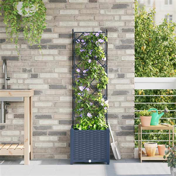 Grote foto vidaxl tuindruppel met trellis grijs 40 x 40 x 143 cm pp tuin en terras overige tuin en terras